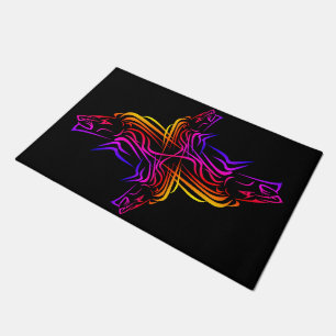 Fire Lion Black Doormat - Choose Colour