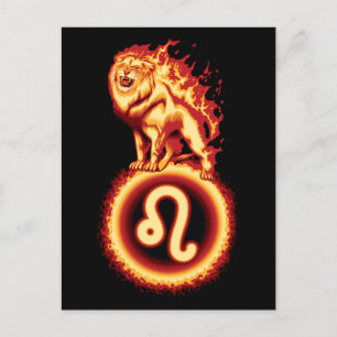 Fire Lion Symbol - Leo Zodiac Sign Postcard