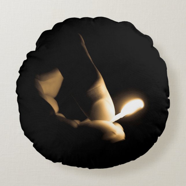 Fire Lit Match Round Cushion (Front)