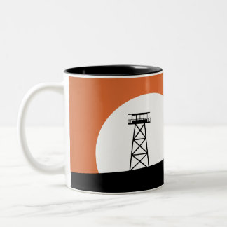 Fire Lookout Tower Sunset Two-Tone Coffee Mug