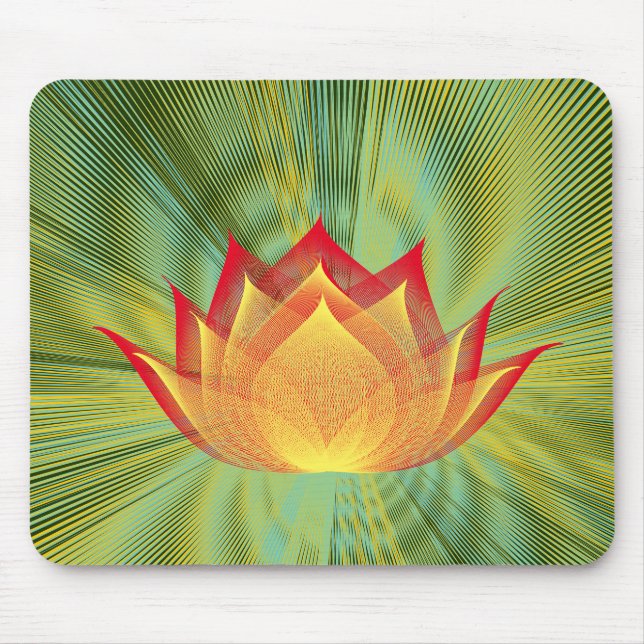 Fire Lotus Black Red Yellow Green Floral Template Mouse Mat (Front)