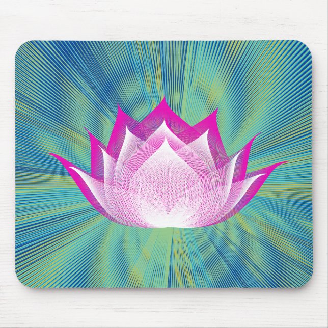 Fire Lotus Black Teal Pink Green Floral Template Mouse Mat (Front)