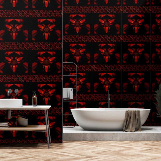 Fire Lotus Scarlet Red 1 Wallpaper (Bathroom)