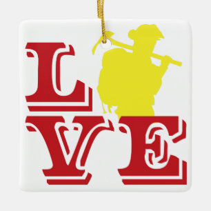 FIRE LOVE with Wildland Firefighter [FL15] Ceramic Ornament