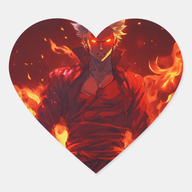 Fire man heart sticker (Front)