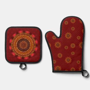 Fire Mandala Oven Mitt & Pot Holder Set