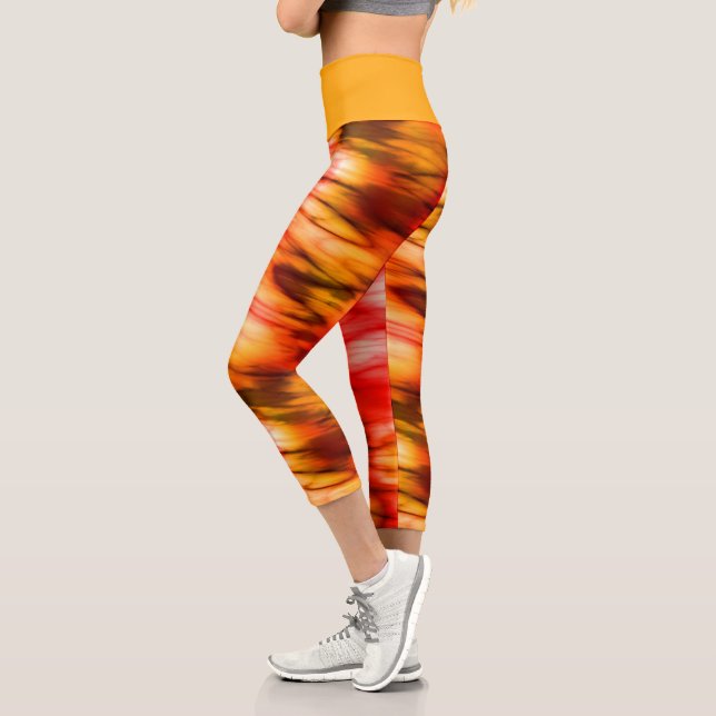 Fire Marble Abstract Capri Leggings (Left)