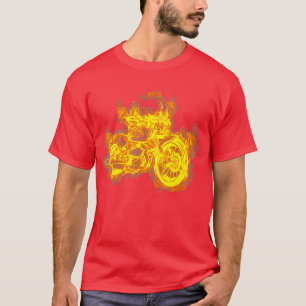 Fire Motorcycle Flames Motorbike Bike Motorcyclist T-Shirt