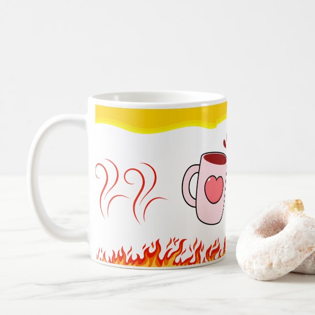 Fire of Love – Romantic Quote Mug for Couples (With Donut)