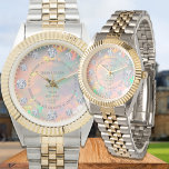 Fire Opal Diamond Dial Editable Custom Saying Watch<br><div class="desc">Customize the saying around the dial of this watch. Makes an excellent sweetheart gift for the special person in your life. The opal and diamonds on this watch dial are digital images and not precious stones.</div>