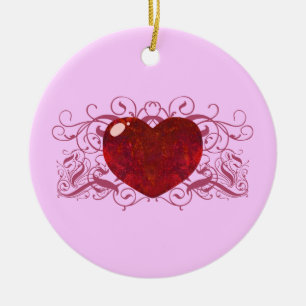 Fire Opal Heart Ceramic Tree Decoration