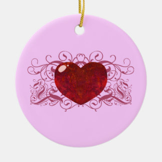 Fire Opal Heart Ceramic Tree Decoration
