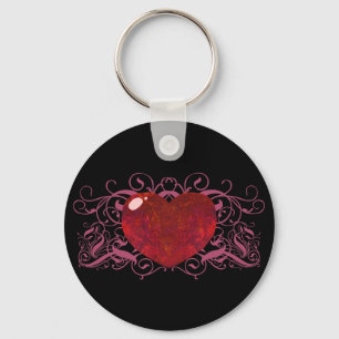 Fire Opal Heart Key Ring