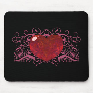 Fire Opal Heart Mouse Mat