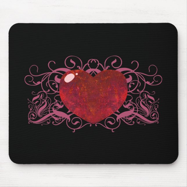 Fire Opal Heart Mouse Mat (Front)