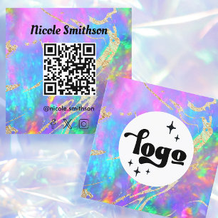 fire opal qr code square business card