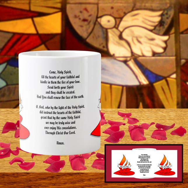 Fire or Flame and Heart with Quote Pentecost Large Coffee Mug (Creator Uploaded)