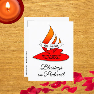 Fire or Flame and Heart with Quote Pentecost Postcard