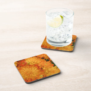 Fire Orange Chrysanthemums Coaster