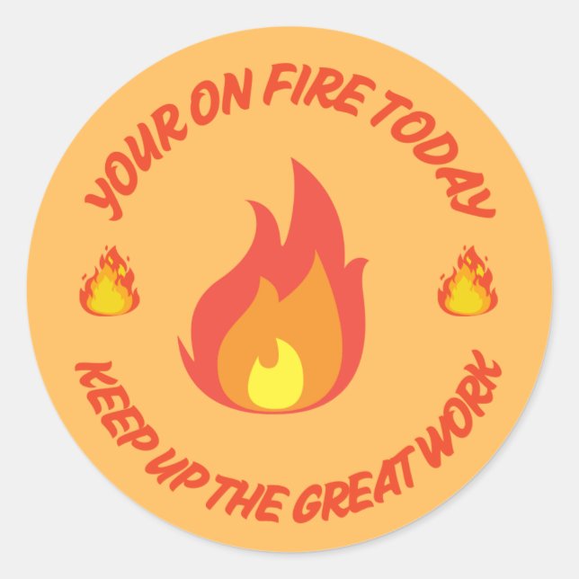 Fire orange cute teacher reward classic round sticker (Front)