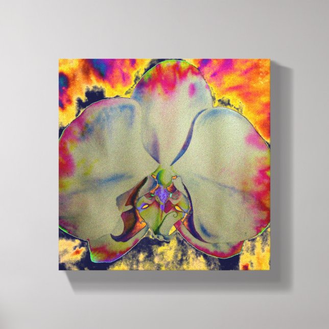 Fire Orchid, abstract tropical floral painting Canvas Print (Front)