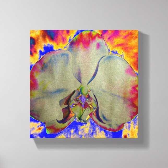 Fire Orchid, abstract tropical floral painting Canvas Print (Front)