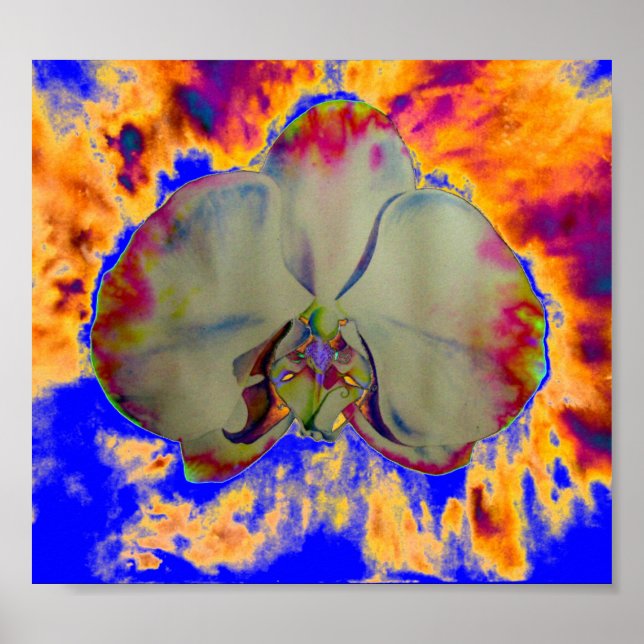 Fire Orchid, abstract tropical floral painting Poster (Front)