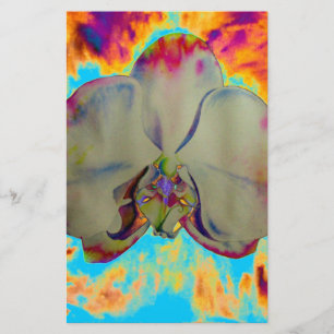 Fire Orchid, abstract tropical floral painting Stationery