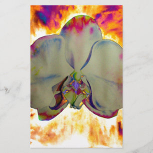 Fire Orchid, abstract vibrant watercolor floral