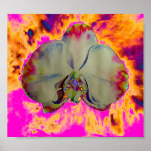 Fire Orchid, abstract vibrant watercolor floral Poster