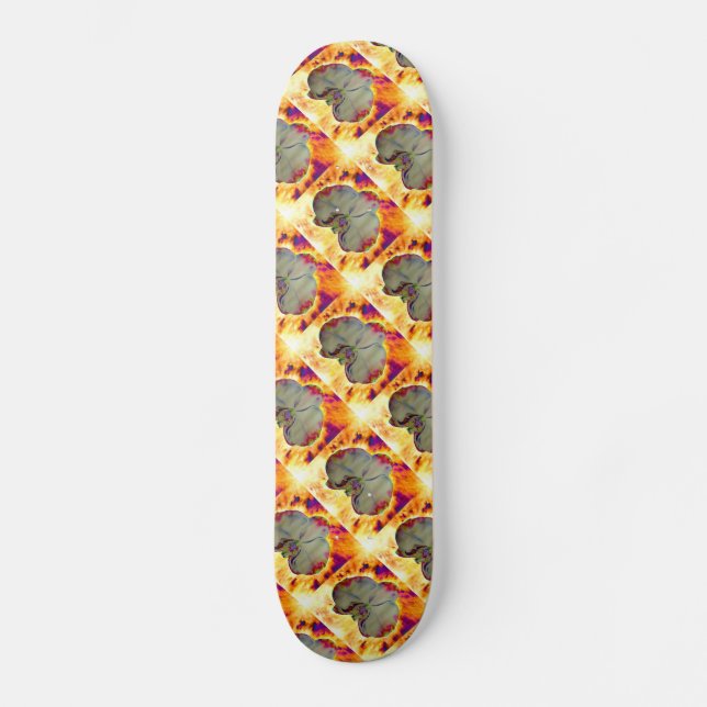 Fire Orchid, abstract vibrant watercolor floral Skateboard (Front)