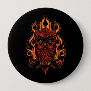 Fire Owl 10 Cm Round Badge