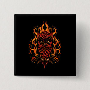 Fire Owl 15 Cm Square Badge
