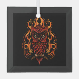 Fire Owl Glass Tree Decoration