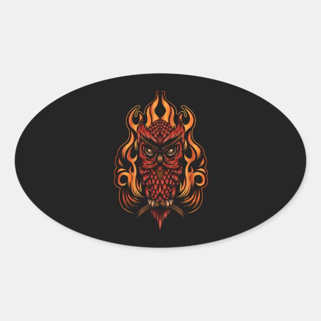 Fire Owl Oval Sticker (Front)
