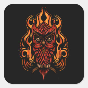 Fire Owl Square Sticker