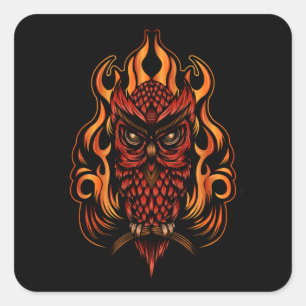 Fire Owl Square Sticker