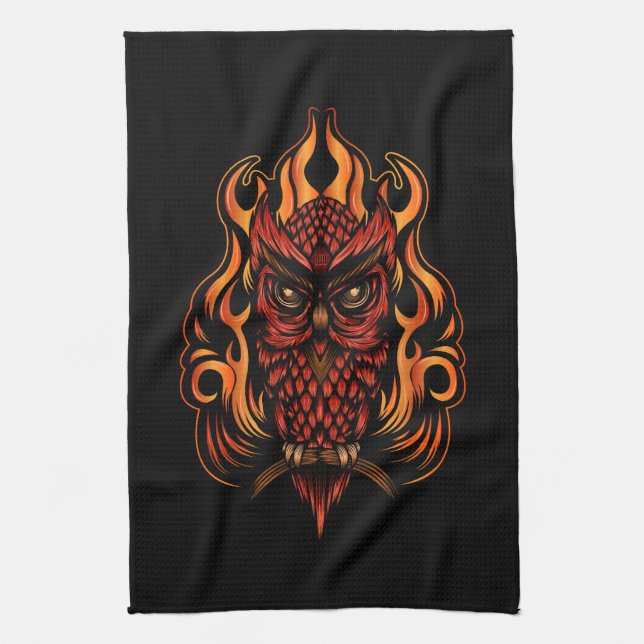 Fire Owl Tea Towel (Vertical)