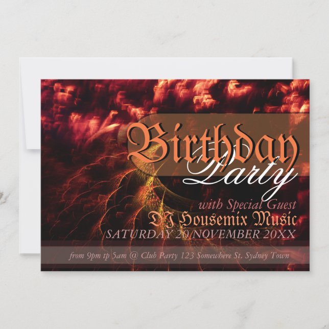 Fire Passion Waves Birthday Party  Art Invitation (Front)