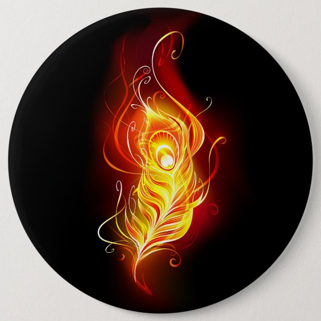 Fire Peacock Feather 6 Cm Round Badge (Front)