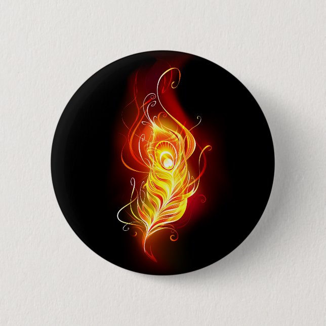 Fire Peacock Feather 6 Cm Round Badge (Front)