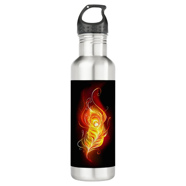 Fire Peacock Feather 710 Ml Water Bottle (Front)