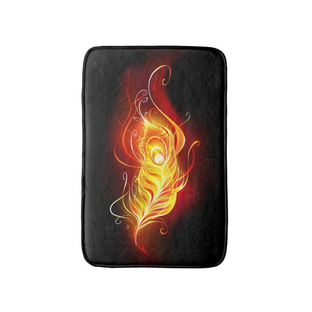 Fire Peacock Feather Bath Mat (Front Vertical)