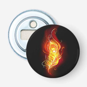 Fire Peacock Feather Bottle Opener