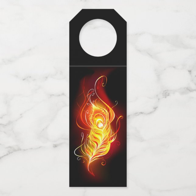 Fire Peacock Feather Bottle Tag (Front)