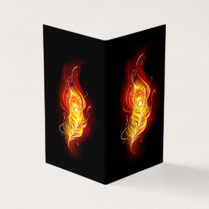 Fire Peacock Feather Business Card