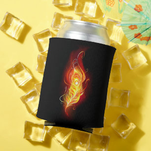 Fire Peacock Feather Can Cooler