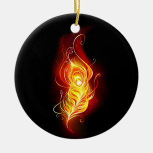 Fire Peacock Feather Ceramic Tree Decoration