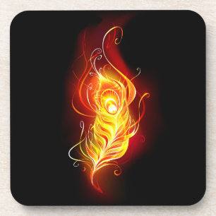 Fire Peacock Feather Coaster