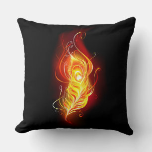 Fire Peacock Feather Cushion